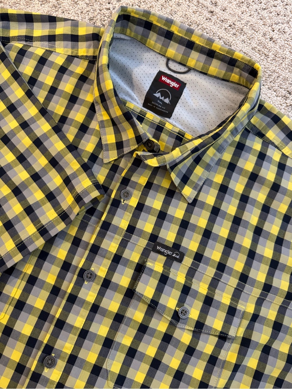 Wrangler Regular Fit SS Button Down Plaid Sz 3X